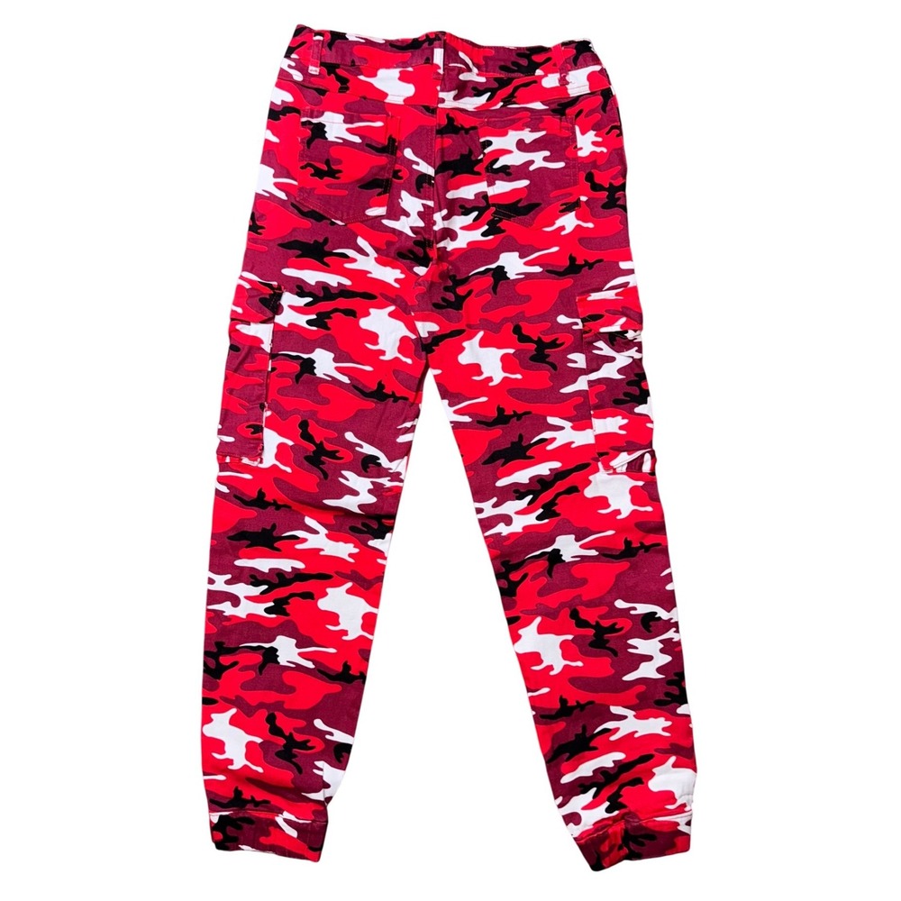 Redfox Red Camo Cargo Pants Womens Large High Rise Streetwear Utility Trousers
